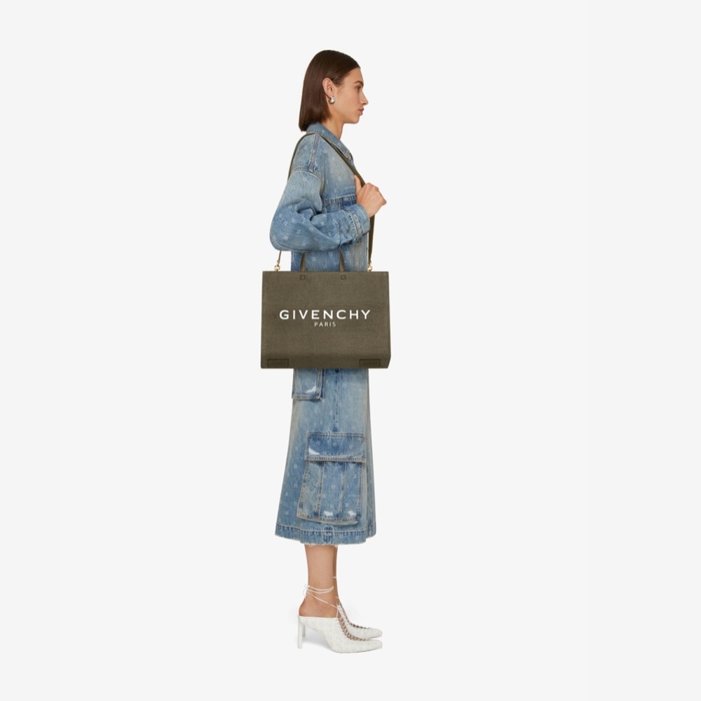 Givenchy Medium G-Tote shopping bag in canvas in Dark Khaki - Authentic